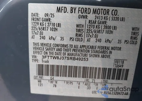 2025 Ford Maverick Xlt z USA, uszkodzony, nr VIN 3FTTW8J37SRB49253